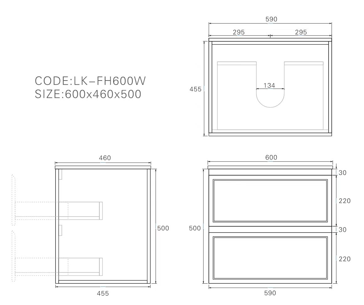 Hamilton Federation Wall Hung Vanity 600mm - Image 8