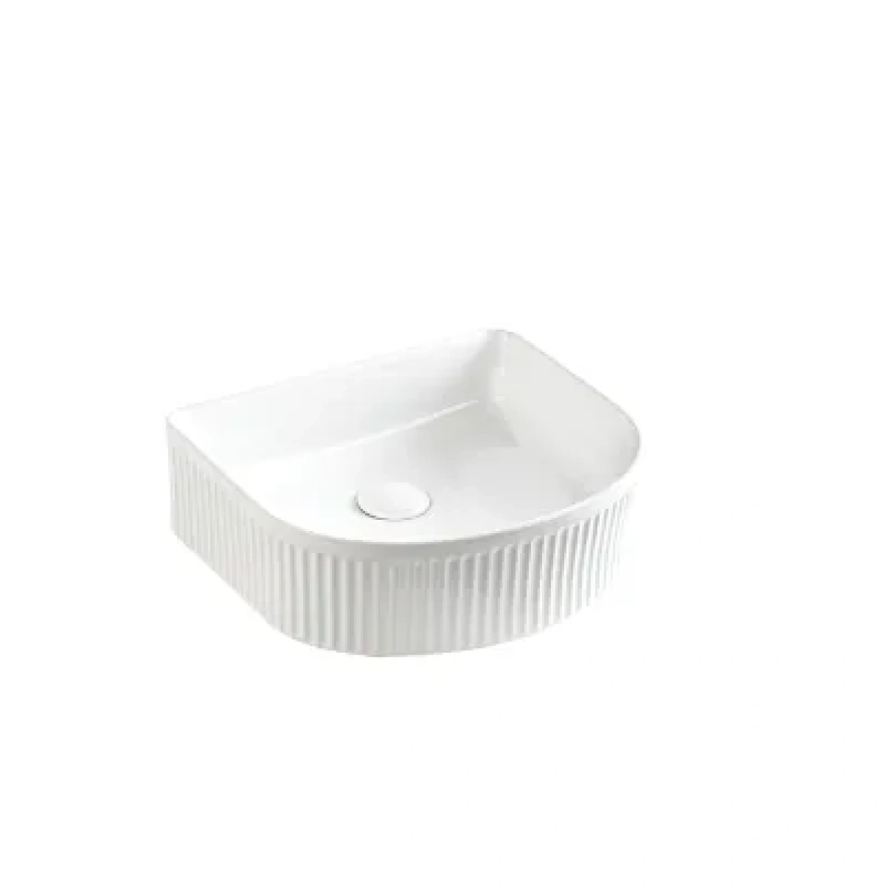 Arco Fluted Fine Ceramic Above Counter Basin Matte White 400x350