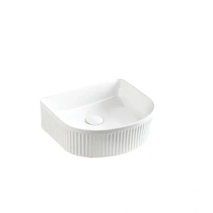 Arco Fluted Fine Ceramic Above Counter Basin Matte White 400x350
