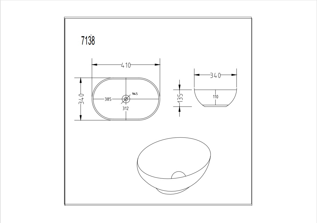 Birch Fine Ceramic Above Counter Basin Gloss White 410x340 - Image 2