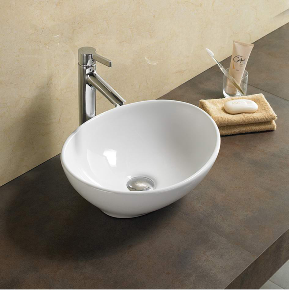 Birch Fine Ceramic Above Counter Basin Gloss White 410x340