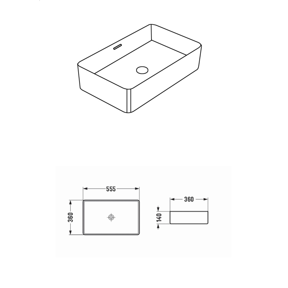 Crete Fine Ceramic Above counter Basins Gloss White 555x360 - Image 3