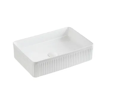 Crete Fluted Fine Ceramic Above Counter Basin Matte White 500*340*130mm