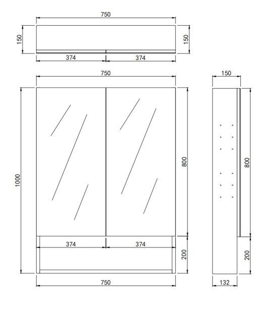 Clark Plywood Mirror Cabinet Sandy Oak 750mm - Image 4