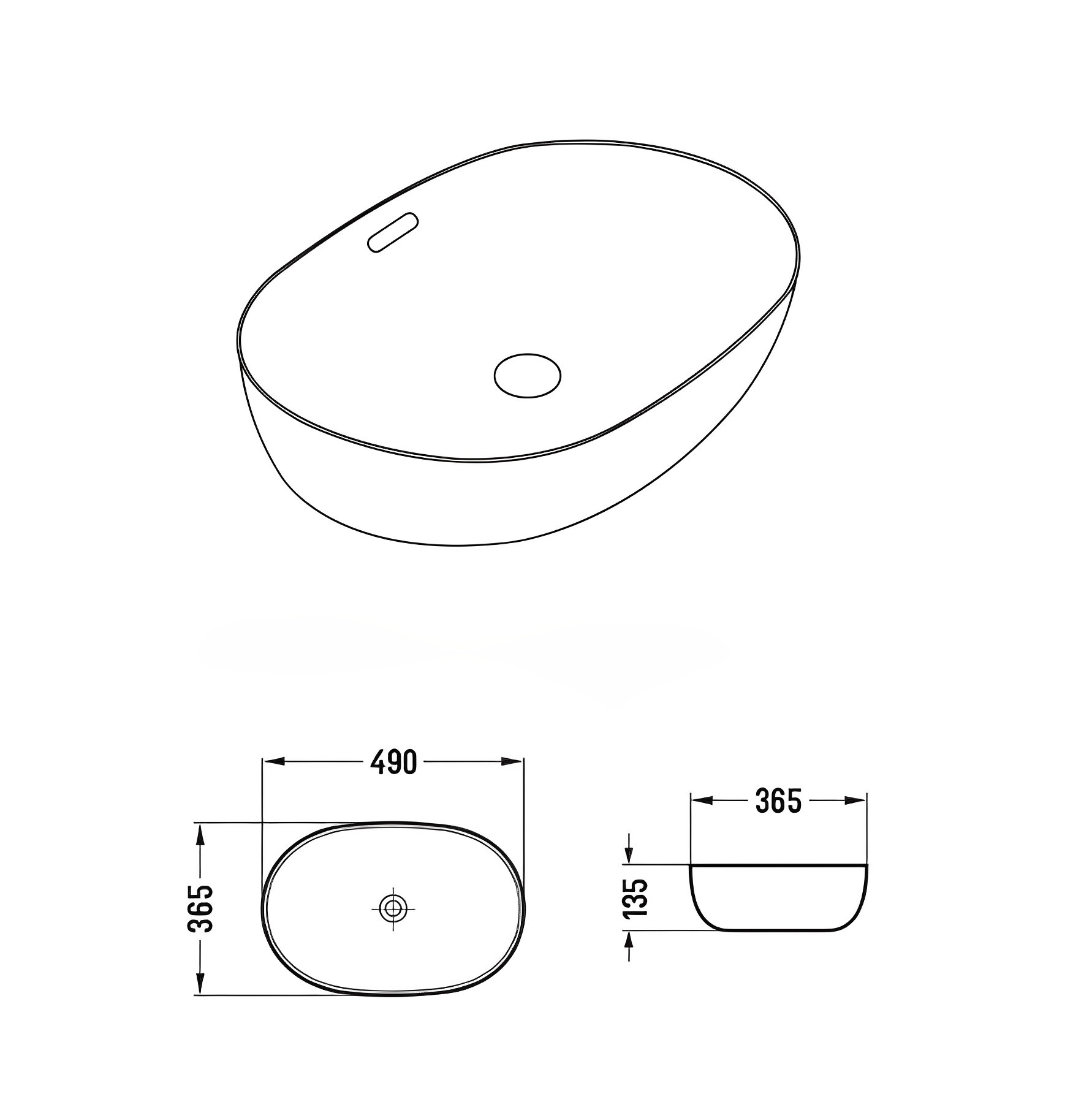 Ellips Fine Ceramic Above counter Basins Matte White 490x365 - Image 2