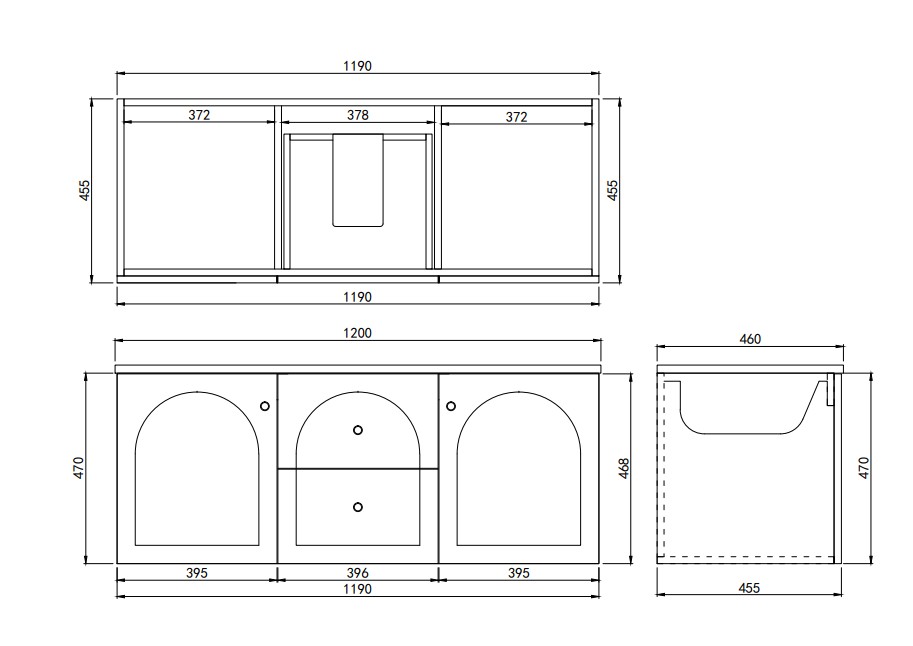 Chester Federation Wall Hung Vanity 1200mm - Image 10