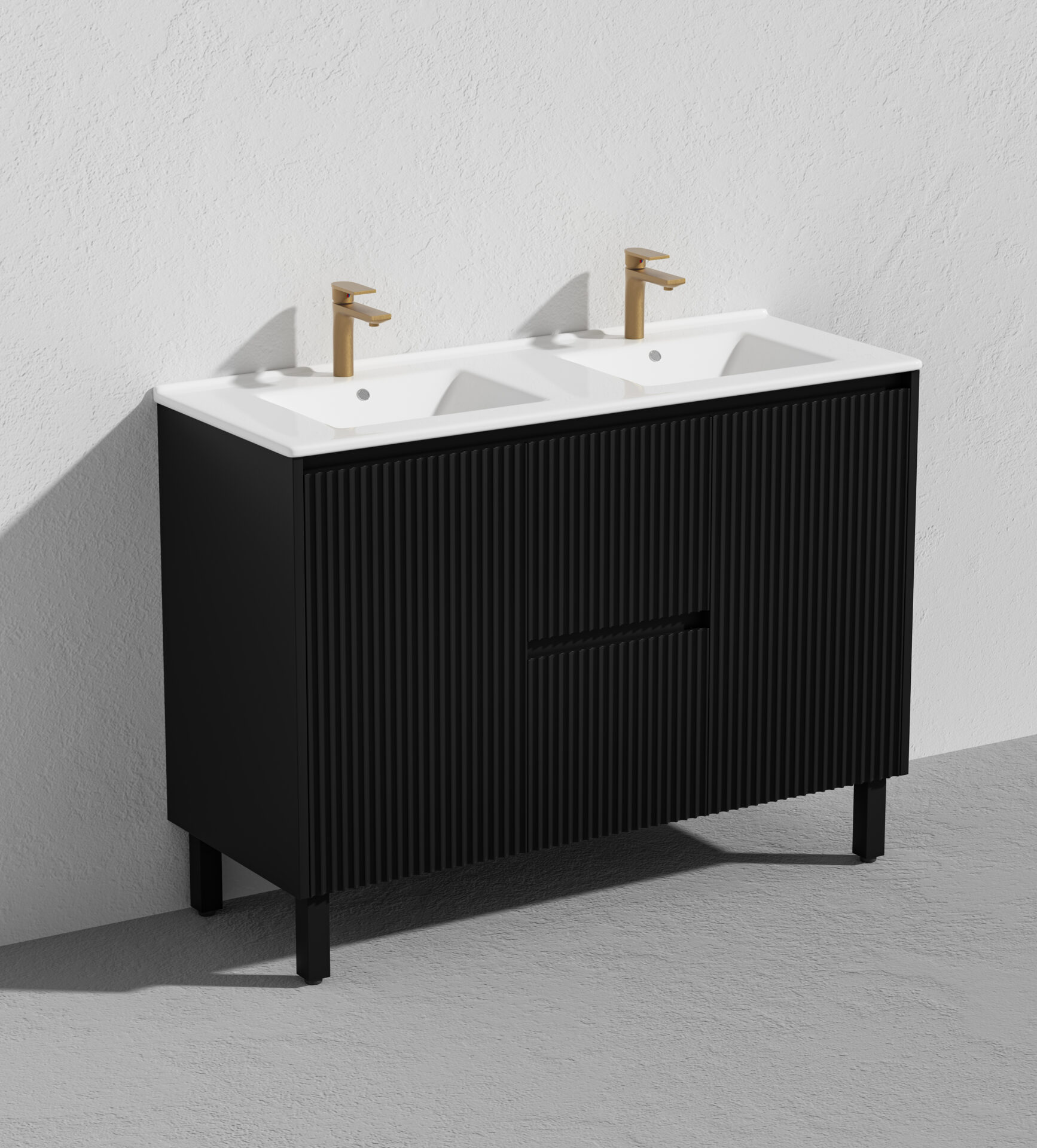 Crete Fluted Free Standing Vanity Double Bowl 1200mm