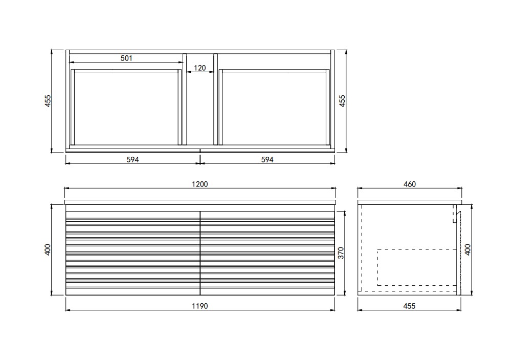 Sedona Modern Fluted Wall Hung Vanity 1200mm - Image 8