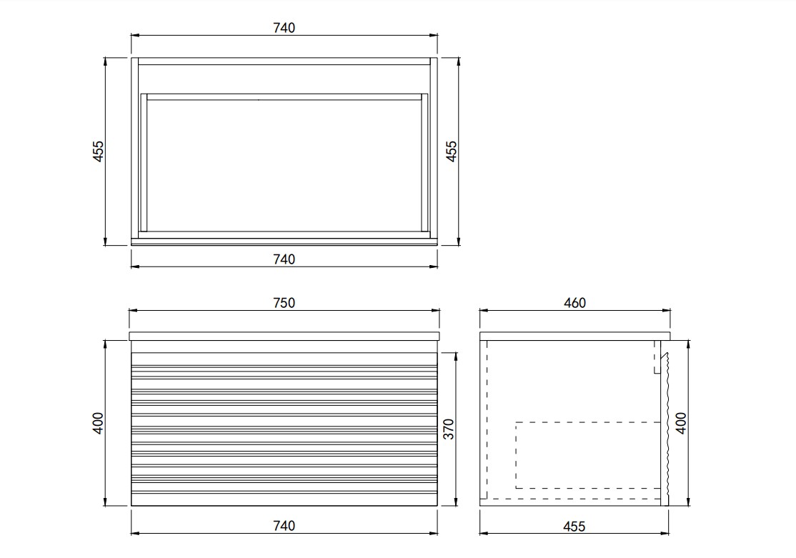 Sedona Modern Fluted Wall Hung Vanity 750mm - Image 5