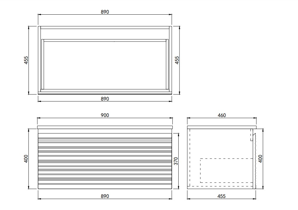 Sedona Modern Fluted Wall Hung Vanity 900mm - Image 4