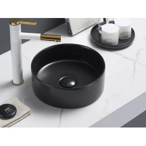 Olley Fine Ceramic Above Counter Basin Matte Black 350x350