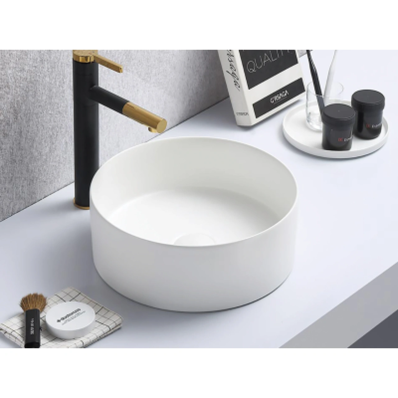 Olley Fine Ceramic Above Counter Basin Matte White 395x395