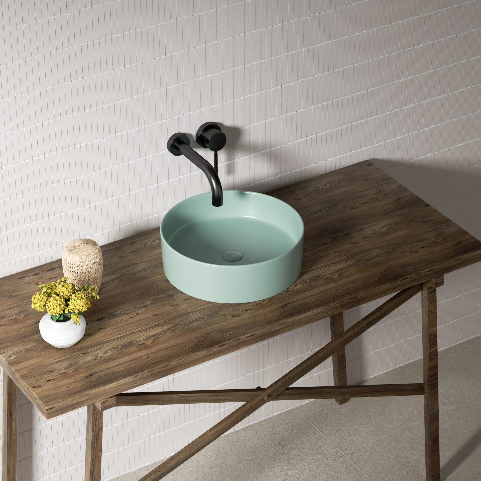 Olley Fine Ceramic Above Counter Basin Matte Mint Green 395x395