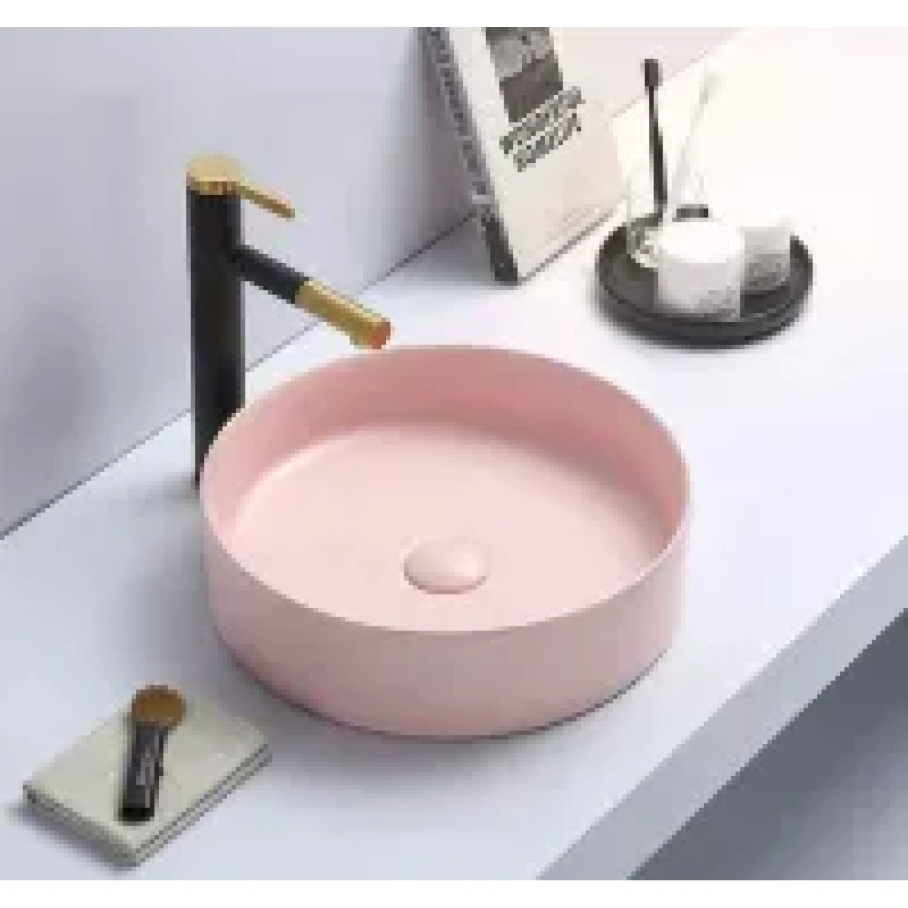 Olley Fine Ceramic Above Counter Basin Matte Pink 395x395