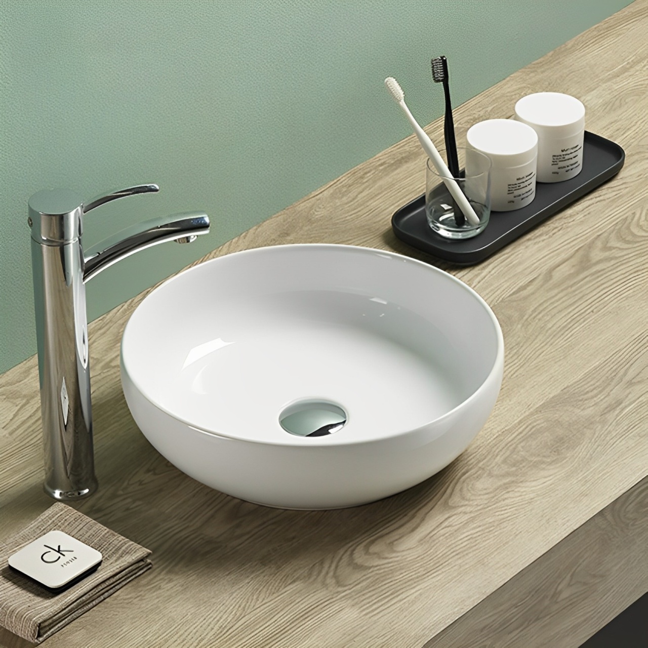 Oban Fine Ceramic Above counter Basins Gloss White 377x377