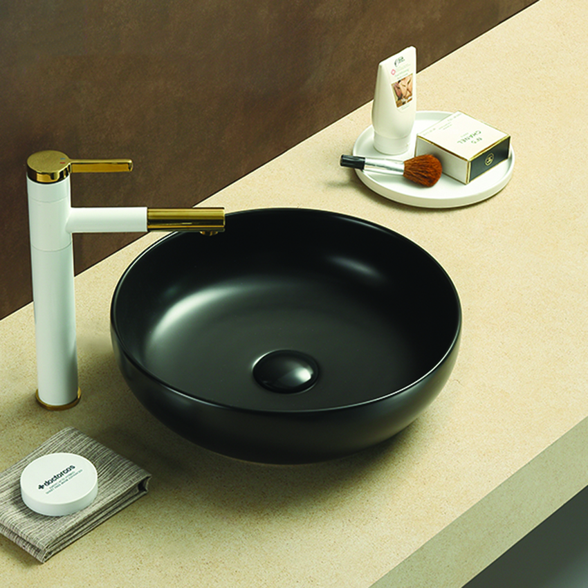 Oban Fine Ceramic Above counter Basins Matt Black 377x377