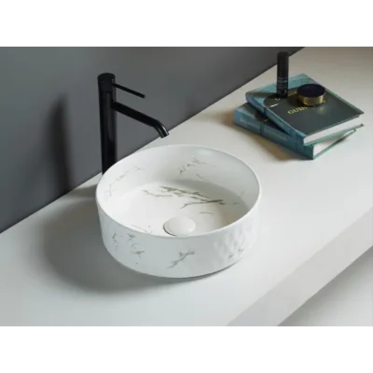 Ollia Fine Ceramic Above Counter Basin Matte Carrara White 345x345