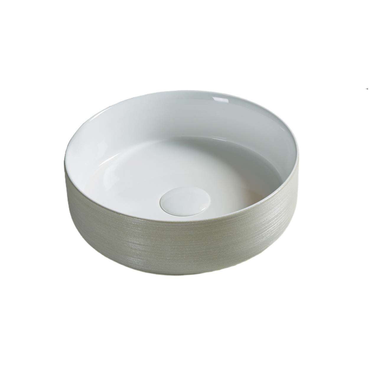 Ollia Fine Ceramic Above Counter Basin Gloss white with Clay Line Art Pattern 345x345