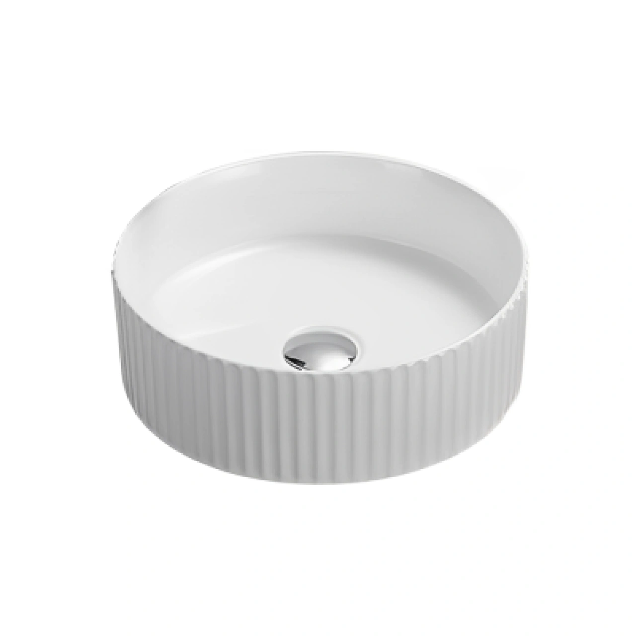 Olley Fine Ceramic Fluted Art Basin Gloss White 400x400