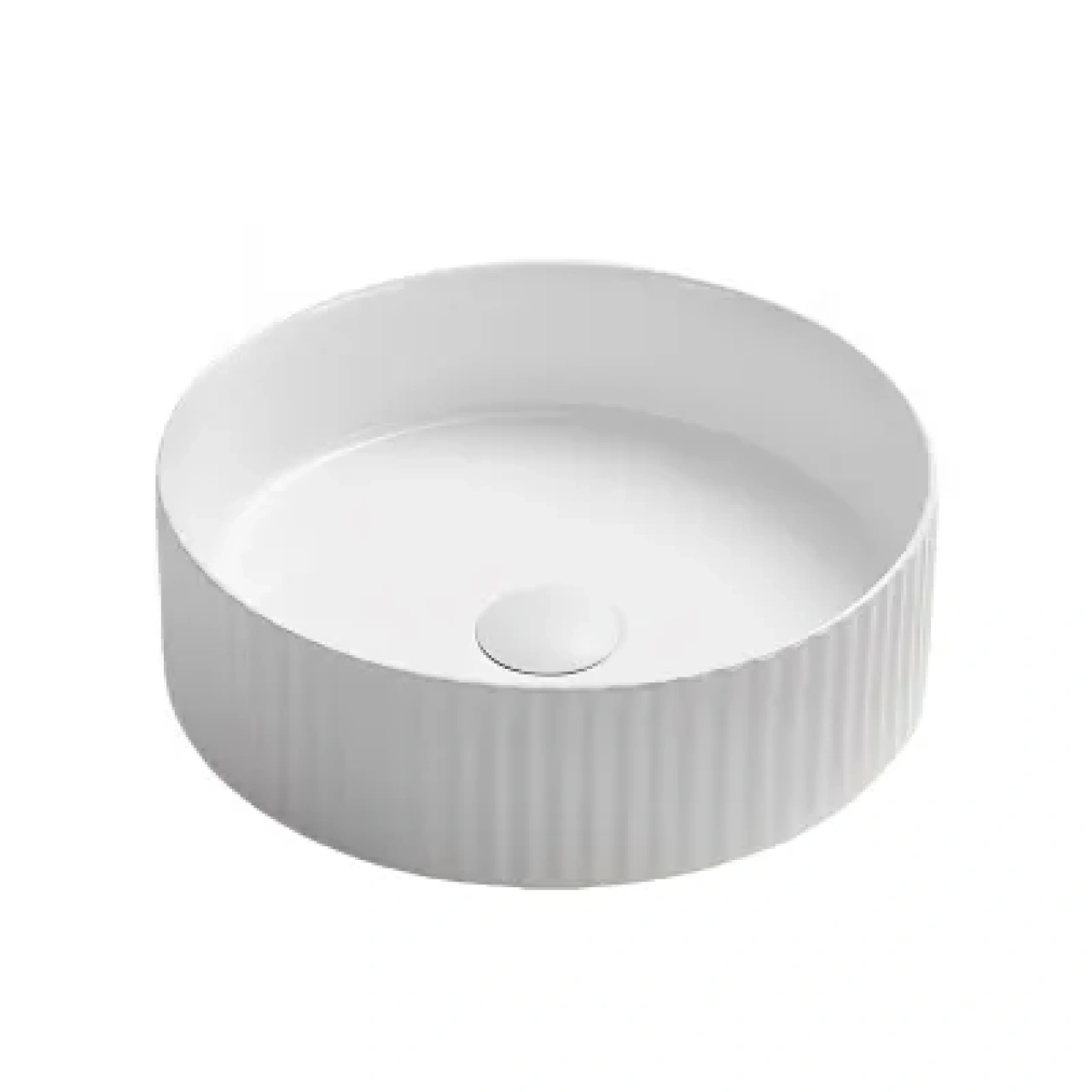 Olley Fine Ceramic Fluted Art Basin Matte White 400x400