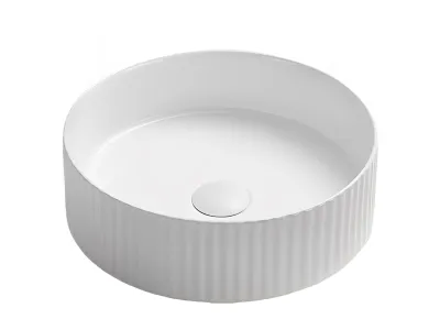 Olley Fine Ceramic Fluted Art Basin Matte White 400x400