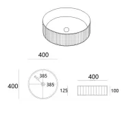Olley Fine Ceramic Fluted Art Basin Matte White 400x400 - Image 2