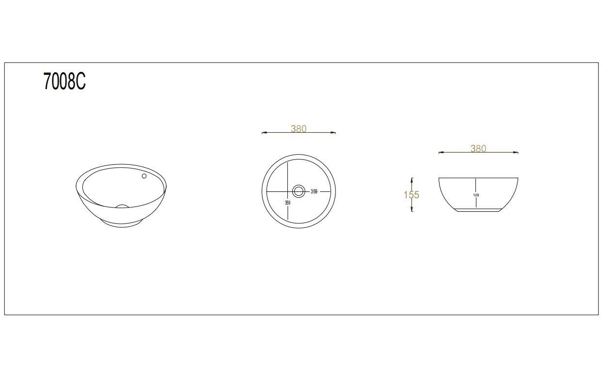 Orbi Fine Ceramic Above Counter Basin Gloss White 380x380 - Image 3