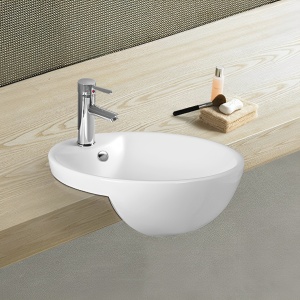 Orbi Fine Ceramic Semi Recess Basin Gloss White 430x430
