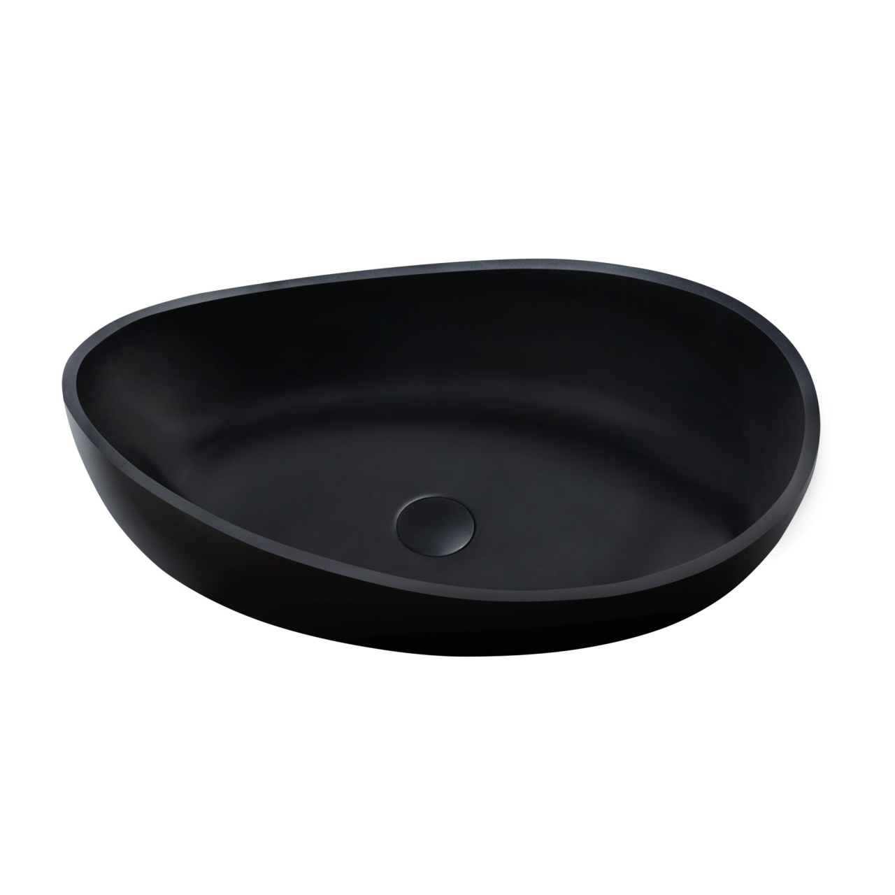 Waverton solid surface stone Above Counter Basin Matt Black 600x370
