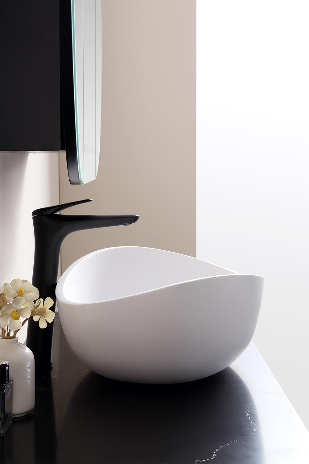 Waverton solid surface stone Above Counter Basin Matt White 600x370 - Image 3