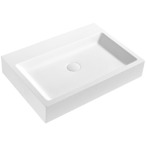 Crete Solid Surface Stone Wall Hung Basin Matte White 600x420