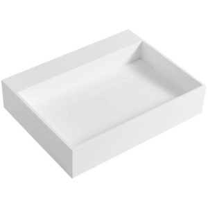 Crete Solid Surface Stone Wall Hung Basin Matte White 600x460