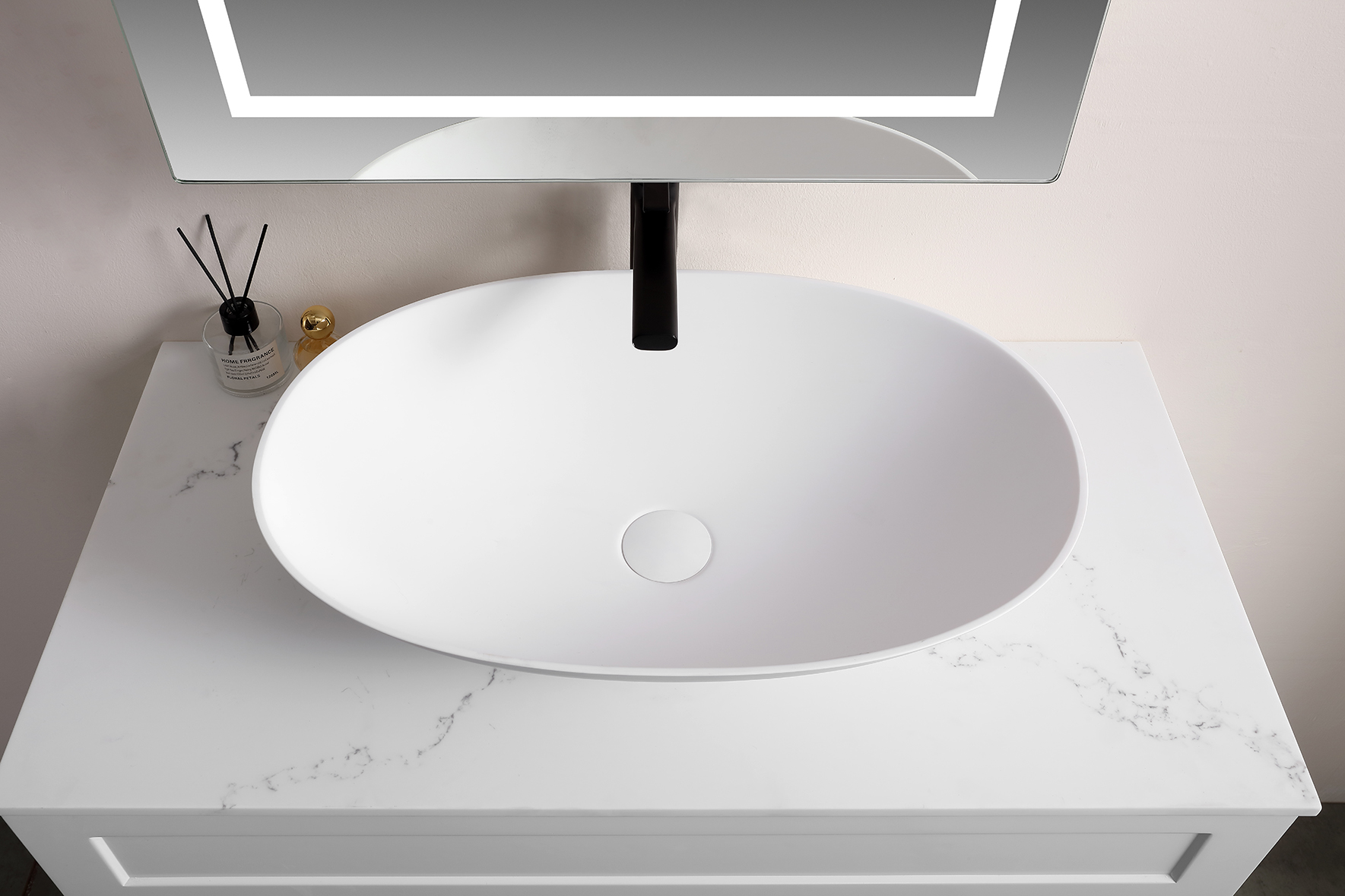 Kirra solid surface stone Above Counter Basin Matt White 580x380 - Image 2