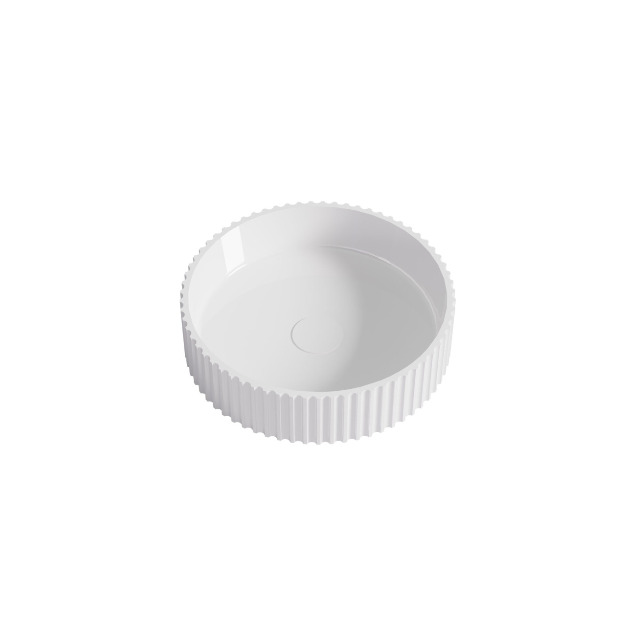 Olley Fluted Solid surface Above Counter Basin Gloss White 400x400
