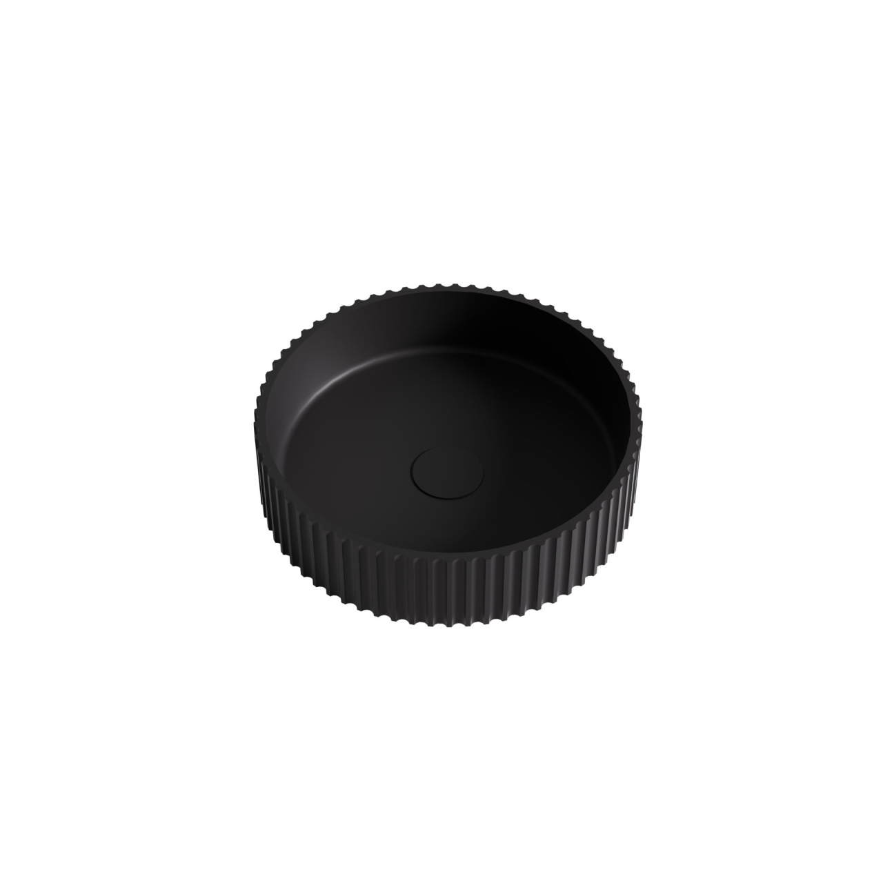 Olley Fluted Solid surface Above Counter Basin Matt Black 400x400
