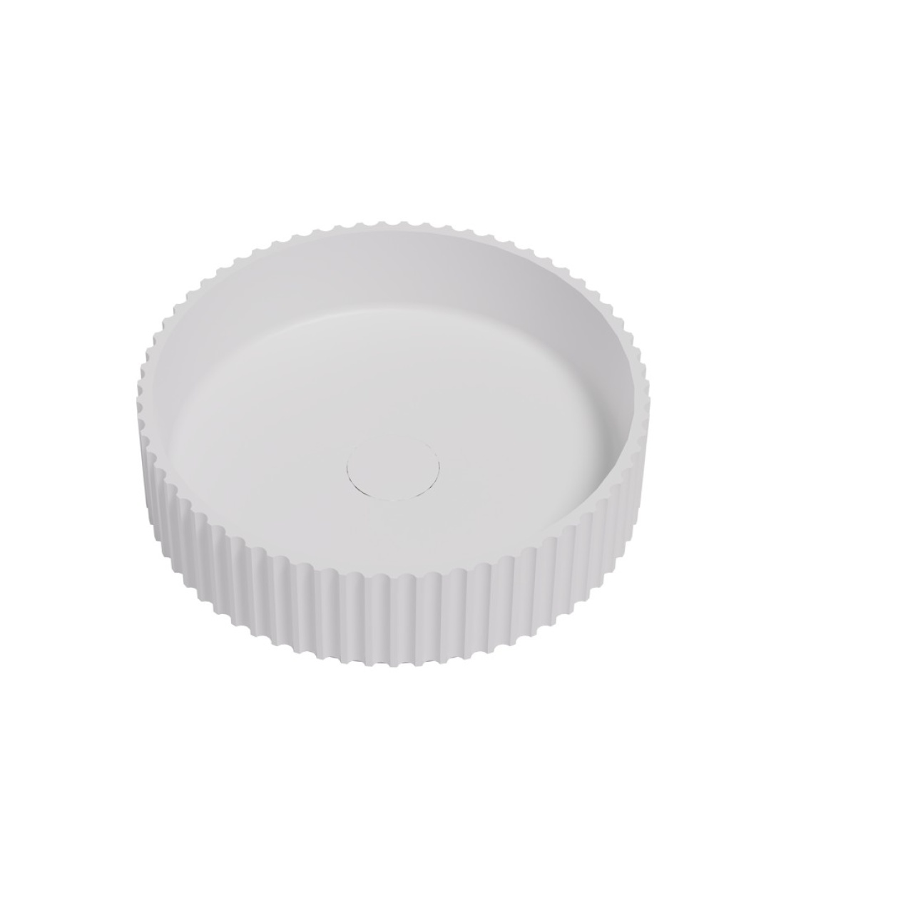 Olley Fluted Solid surface Above Counter Basin Matt White  400x400