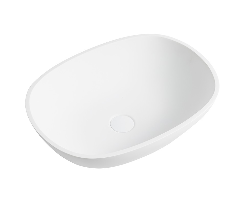 Perry solid surface stone Above Counter Basin Matt White 550x400