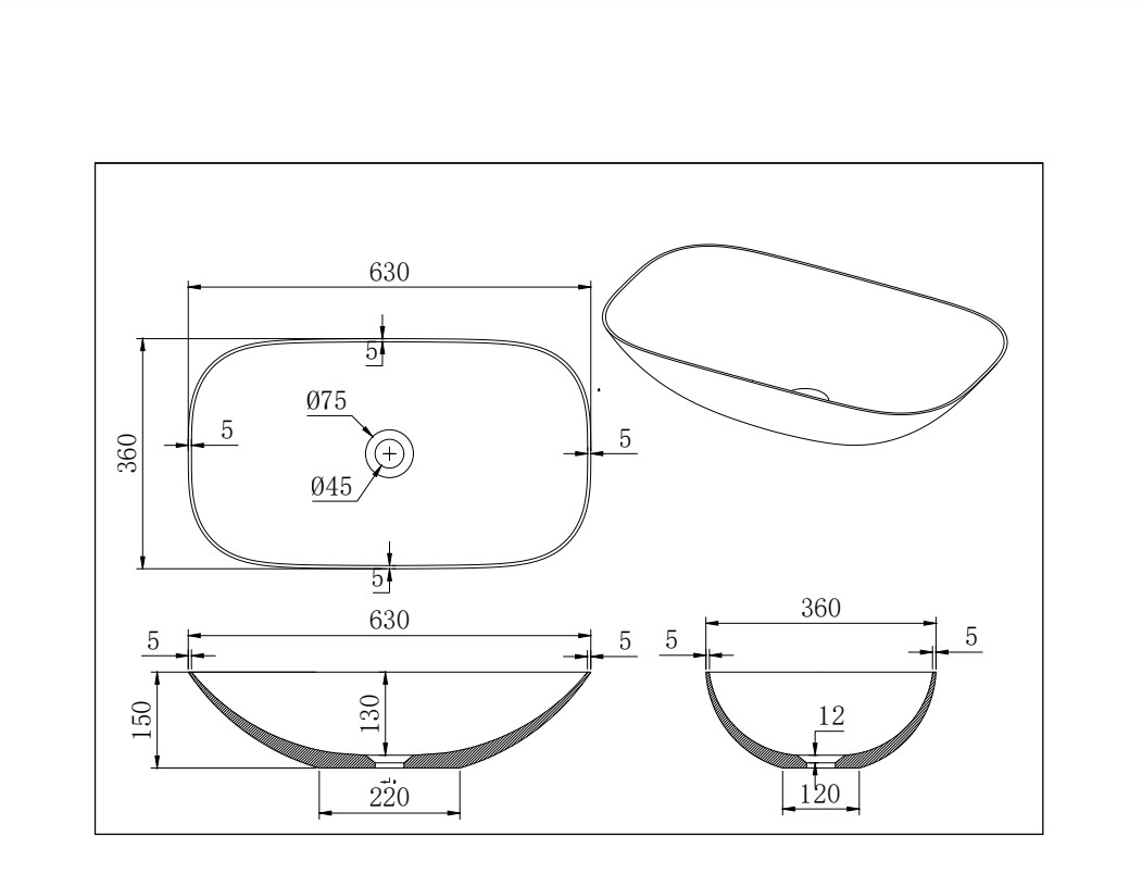 Perry solid surface stone Above Counter Basin Matt White 630x360 - Image 3