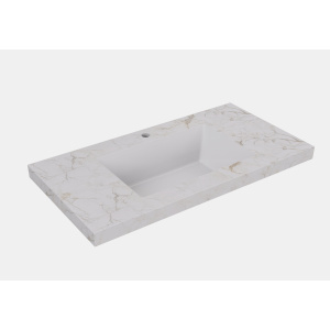 Carrara Gold Sintered Stone Seamless Joined with fine ceramic basin 750mm +$431.25