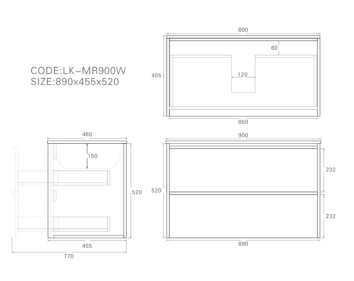 Ridgewood Modern Wall Hung Plywood Cabinet 900mm - Image 5