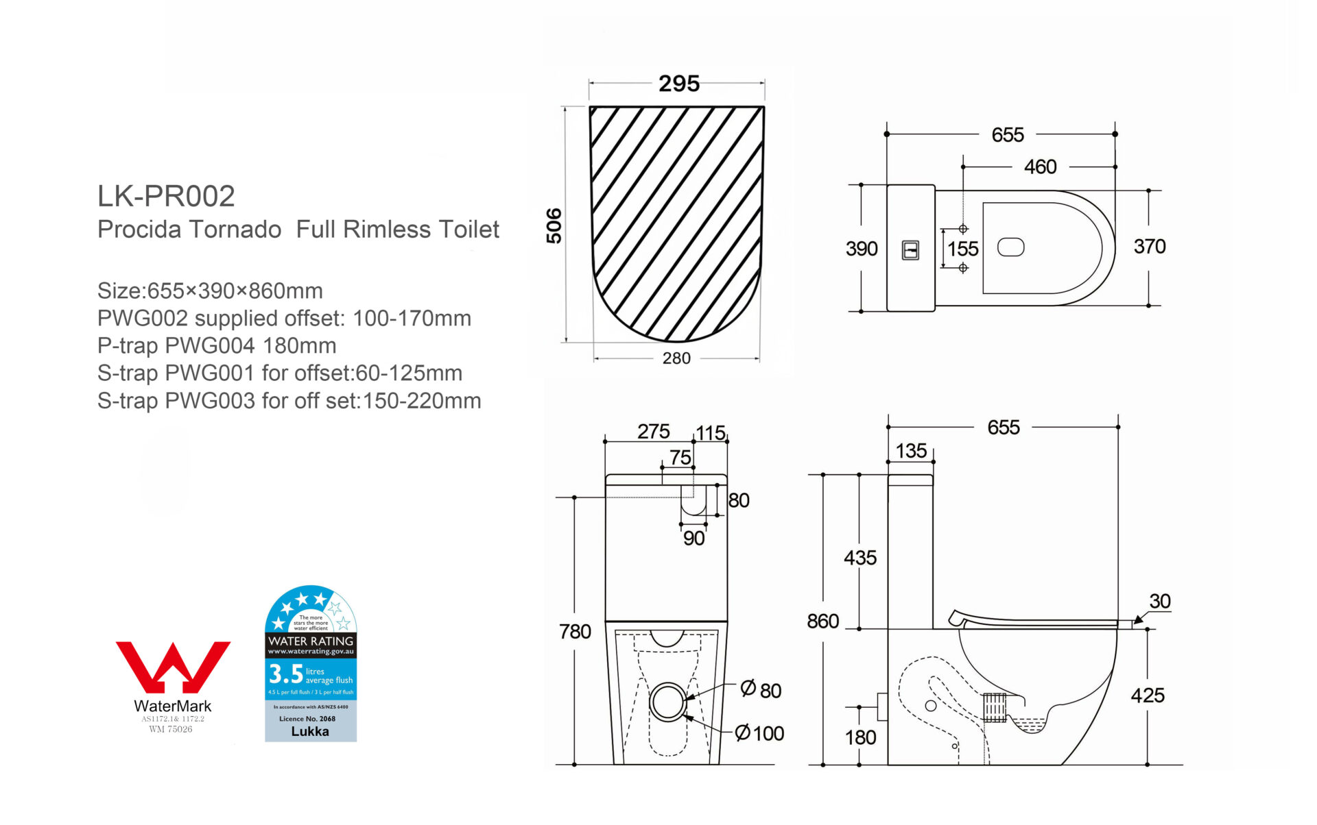 Procida Tornado Rimless Toilet Suite - Image 5