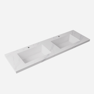 Carrara sintered stone seamless joined with fine ceramic basin Double Bowl 1500mm +$787.50