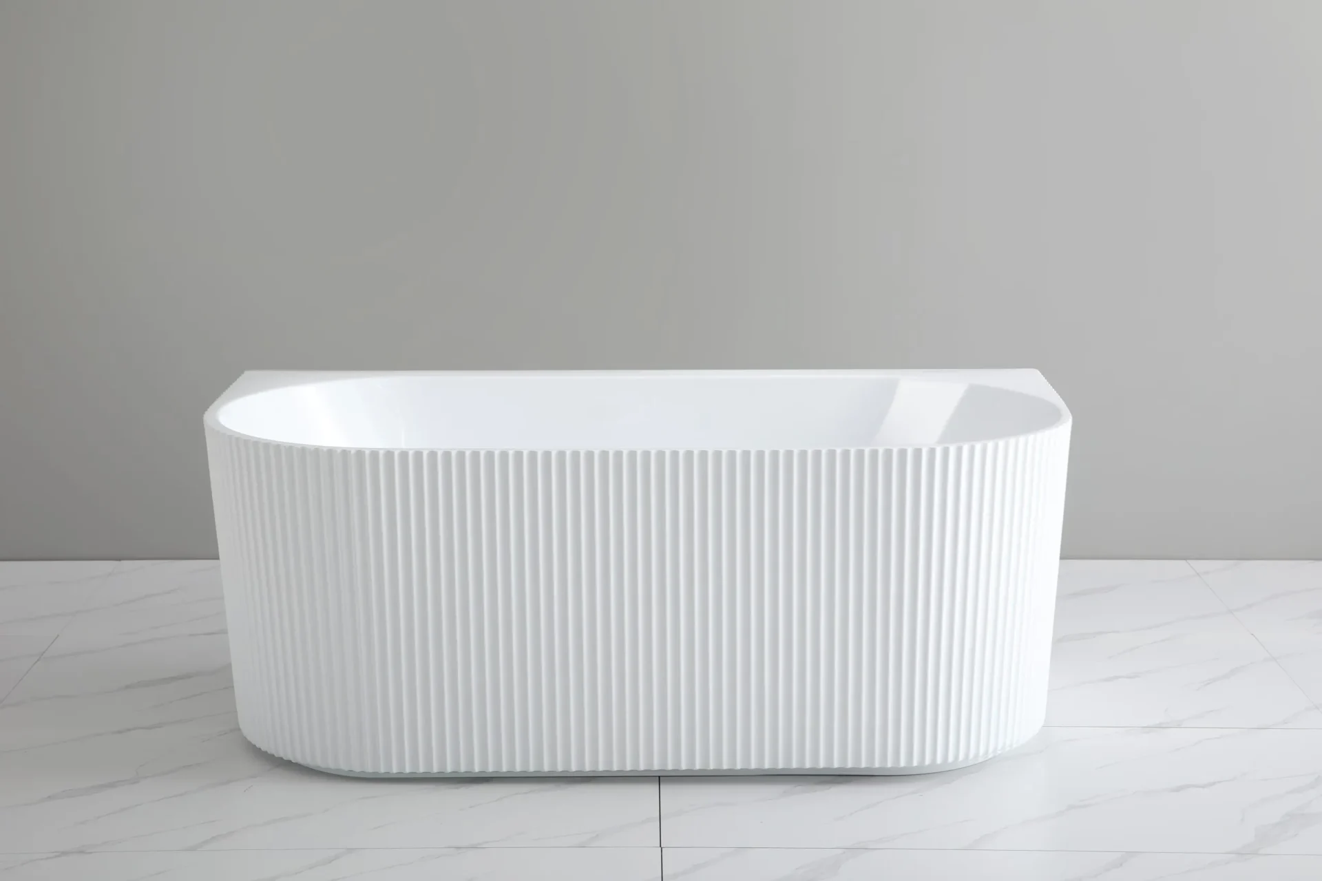 Ceto Bari Groove 1700mm Fluted Oval Freestanding Back to Wall Bath - Image 4