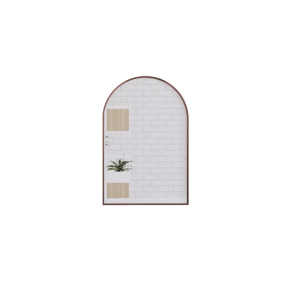 600*900mm Brushed Copper Framed Arch Plain Mirror