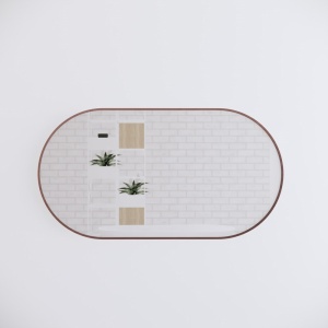 1500*800mm Brushed Copper Framed Oval Plain Mirror