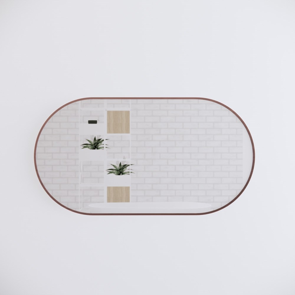 1500*800mm Brushed Copper Framed Oval Plain Mirror