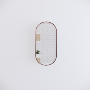 900x450mm Brushed Copper Framed Oval Plain Mirror