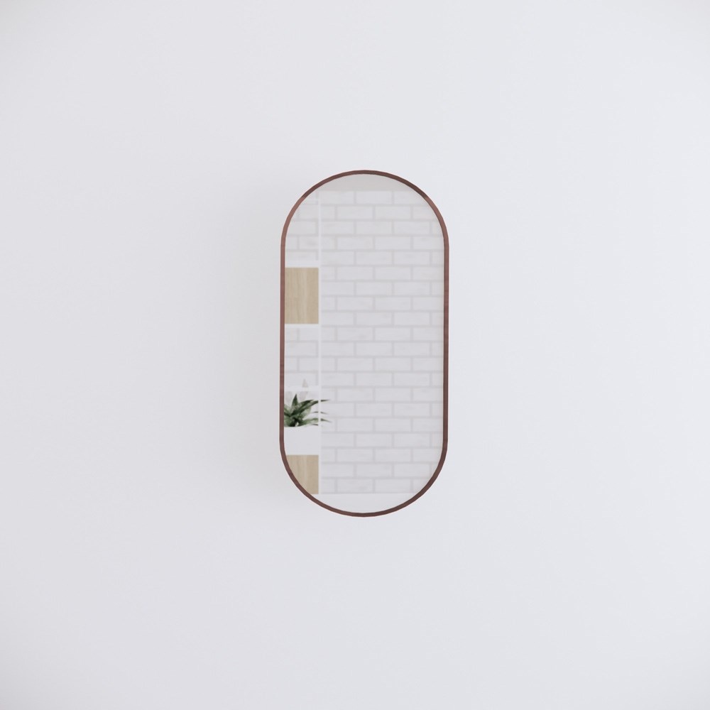 900x450mm Brushed Copper Framed Oval Plain Mirror