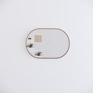 900x600mm Brushed Copper Framed Oval Plain Mirror