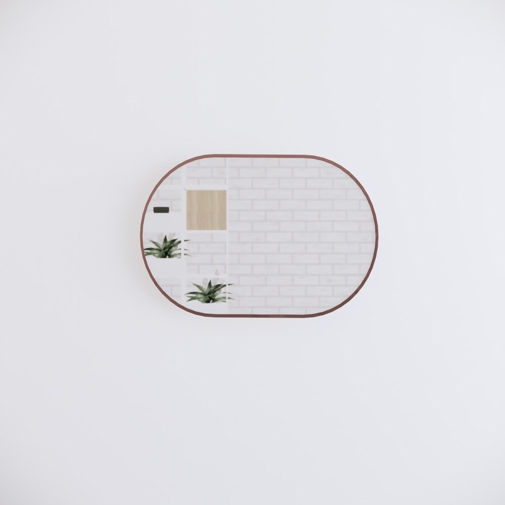 900x600mm Brushed Copper Framed Oval Plain Mirror